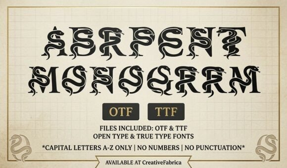 Serpent Monogram: A Dark-Elegance Display Font for Bold Brand Moments